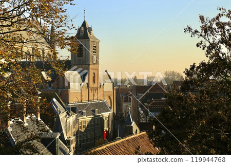 Autumn in the Netherlands: Leiden Hooglands Church (Leiden, Netherlands) 119944768