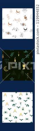 Vertical border, set Magic and heavens seamless pattern, with magical elements, of the witchcraft theme Vertical border, set Magic and heavens seamless pattern, with magical elements, of the witchcraft theme 119944852