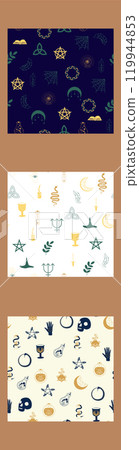 Vertical border, set Magic and heavens seamless pattern, with magical elements, of the witchcraft theme 119944853