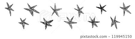 Organic star shape with abstract doodle design. Retro style and graphic element. Flat vector illustration isolated Organic star shape with abstract doodle design. Retro style and graphic element. Flat vector illustration isolated 119945150
