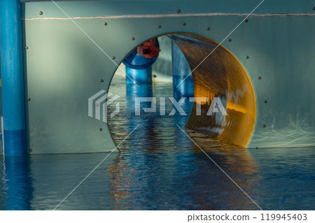 Water Slide Pool Entrance Indoor Waterpark 119945403