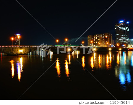 來自新潟縣新潟市信濃川萬代橋週邊的風景 119945614