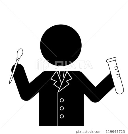 Silhouette icon illustration of a researcher holding laboratory equipment 119945723