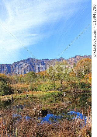 Autumn in Akiyamago: Lake Tenchi and Mount Torikabu Autumn in Akiyamago: Lake Tenchi and Mount Torikabu 119945780