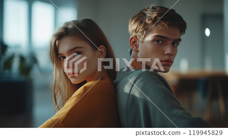 Young couple turning their backs 119945829
