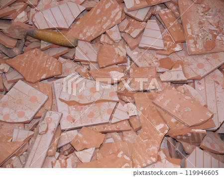 bathroom demolition rubble 119946605