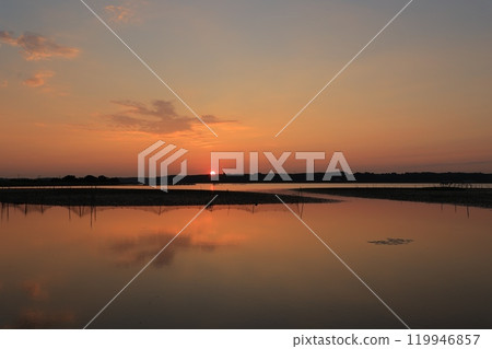 晨光反映在水面上 晨光反映在水面上 119946857