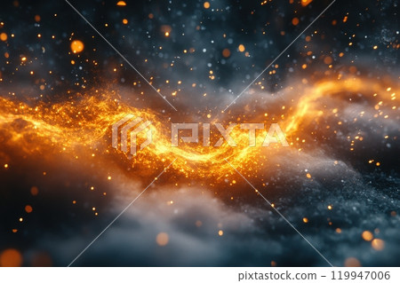 A vibrant sparkler lights up the darkness, creating a captivating display of glowing sparks and trails. The bright orange and yellow hues dance against a blurred backdrop, enhancing its beauty. A vibrant sparkler lights up the darkness, creating a captivating display of glowing sparks and trails. The bright orange and yellow hues dance against a blurred backdrop, enhancing its beauty. 119947006