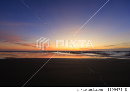 beautiful beach sunrise 119947148