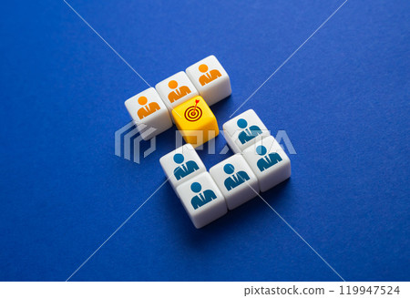 Teaming up to achieve a goal. Strength in unity and cooperation. Gather around a common goal. Teamwork. Collaboration of participants. 119947524