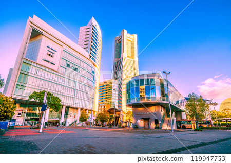 Yokohama cityscape in Japan Yokohama Landmark Tower bathed in the morning sun and Sakuragicho Station in front of the station in the early morning. A ray of hope for the future... 3 days Yokohama cityscape in Japan Yokohama Landmark Tower bathed in the morning sun and Sakuragicho Station in front of the station in the early morning. A ray of hope for the future... 3 days 119947753