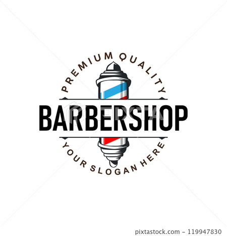 Barbershop Logo, Barber Scissors Vector, Old Design Retro Vintage Typography Ornament 119947830