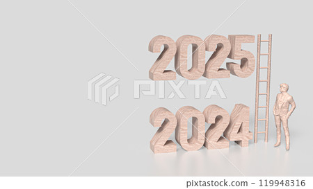 The Number 2024 and 2025 for Business concept 3d rendering. The Number 2024 and 2025 for Business concept 3d rendering. 119948316