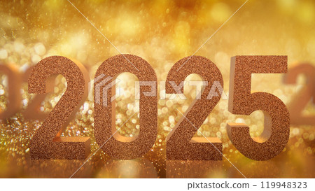 The Gold 2025 number for new year or celebration concept 3d rendering. The Gold 2025 number for new year or celebration concept 3d rendering. 119948323