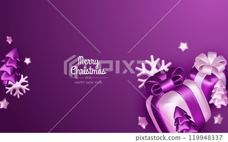 Merry Christmas and happy new year background. Christmas tree, Gift boxes, Christmas balls. Christmas element for web, banners, greeting card, template design. Merry Christmas and happy new year background. Christmas tree, Gift boxes, Christmas balls. Christmas element for web, banners, greeting card, template design. 119948337
