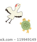 可愛的鶴和烏龜的插圖 119949149