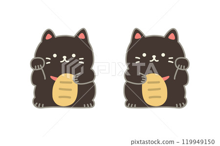A set of cute black lucky cats 119949150