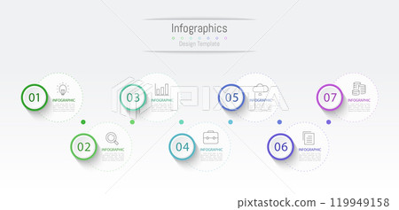 Infographic 7 options design elements for your business data. Vector Illustration. 119949158