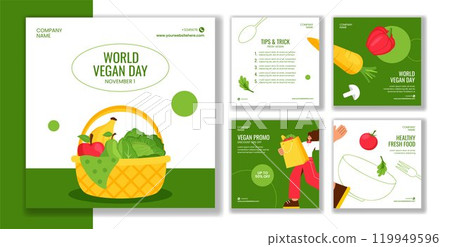 Vegan Lifestyle Social Media Post Template for World Vegan Day Vegan Lifestyle Social Media Post Template for World Vegan Day 119949596