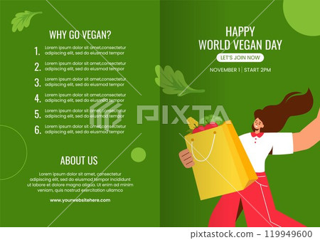 Cartoon Template for Vegan Day Social Media Brochure Background Cartoon Template for Vegan Day Social Media Brochure Background 119949600