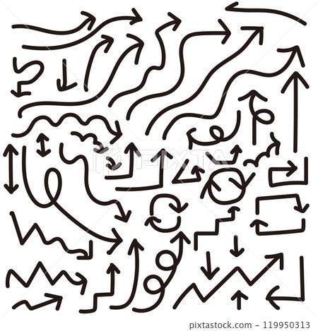 手繪箭頭的向量插圖集 119950313
