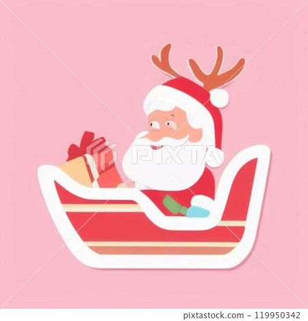 Santa Claus riding a sled 119950342