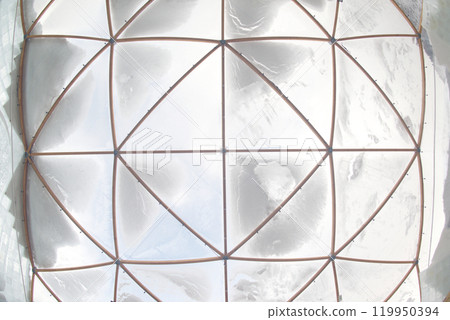 Texture and background of ice wall building with grid. 119950394