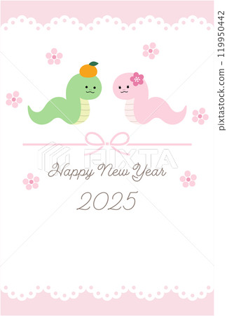 2025 Year of the Snake New Year's card template Snake Year Cute Lace Flower Vector 2025 Year of the Snake New Year's card template Snake Year Cute Lace Flower Vector 119950442