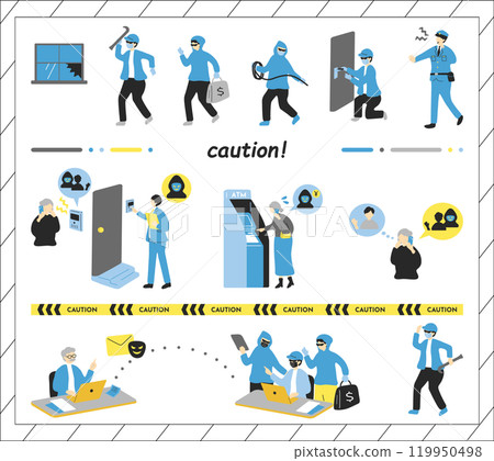預防犯罪插畫素材合集 119950498
