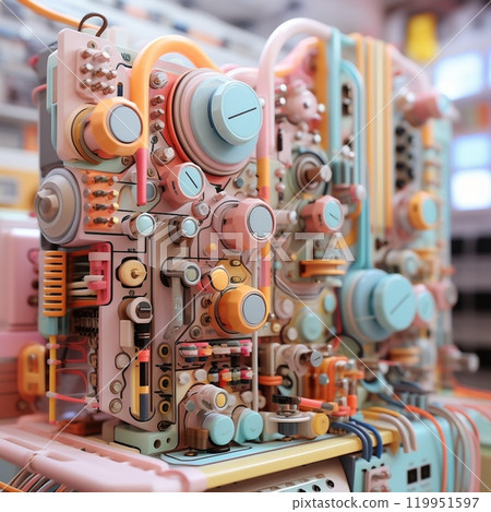 Pop electronic circuits in pastel colors Pop electronic circuits in pastel colors 119951597