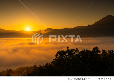 A spectacular view of Chichibu as the sun rises over a sea of clouds A spectacular view of Chichibu as the sun rises over a sea of clouds 119951663