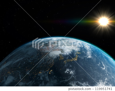 Earth Sun New Year Sunrise Japan CG Background 119951741