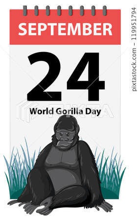 World Gorilla Day Calendar Illustration World Gorilla Day Calendar Illustration 119951794