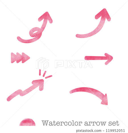 Red watercolor style pop hand-drawn arrow set 119952051
