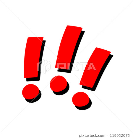 Red hand-drawn exclamation mark illustration warning point 119952075