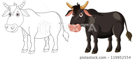 Cow Illustration with Outline 119952554