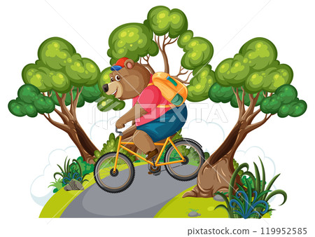Bear Riding a Bicycle in Nature 119952585