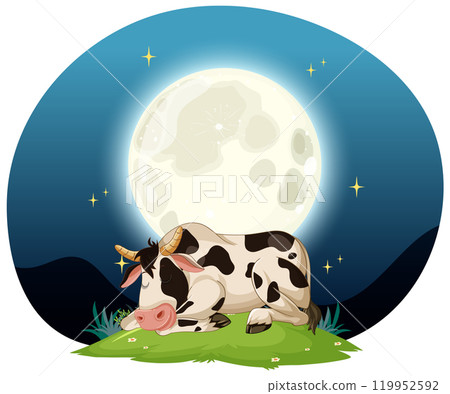 Cow Resting Under the New Moon 119952592