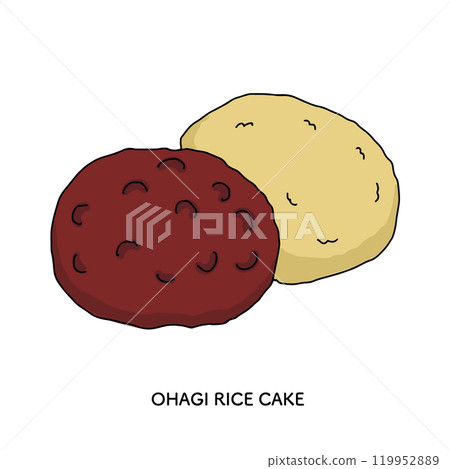 日本甜點_ohagi線描手繪插畫 119952889