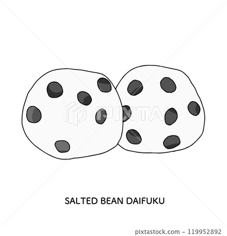 Japanese sweets_Shiomame Daifuku line drawing Hand-drawn illustration 119952892