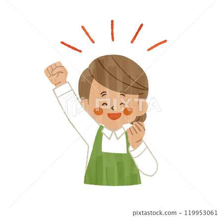 穿著圍裙的女人很高興 - Gash 119953061