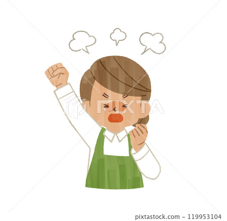 Angry Woman Wearing an Apron - Gouache 119953104