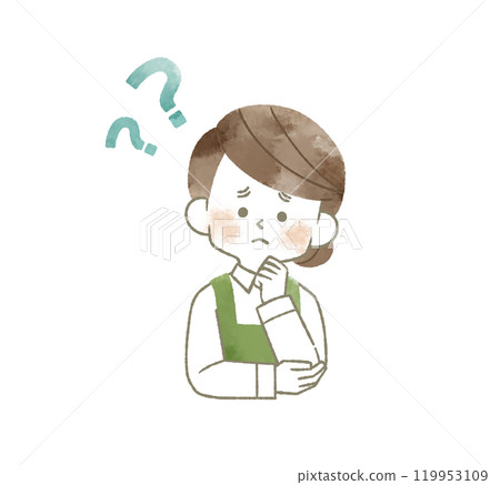 Woman wearing a questioning apron - watercolor Woman wearing a questioning apron - watercolor 119953109