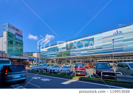 Atami Station in Atami City, Shizuoka Prefecture, seen from the parking lot in front of the station Atami Station in Atami City, Shizuoka Prefecture, seen from the parking lot in front of the station 119953686