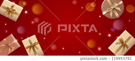 聖誕禮物向量素材紅色背景 119953781