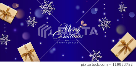 聖誕禮物和雪花向量素材 119953782