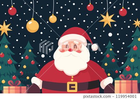 Santa claus with christmas ornaments greeting card. Vector illustration Santa claus with christmas ornaments greeting card. Vector illustration 119954001