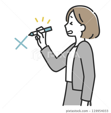 A business woman in a suit drawing a red line 119954033