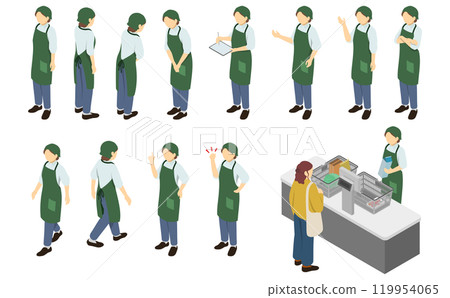 等距插圖：超市店員 119954065