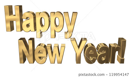 3DCG letters "Happy New Year" in gold 119954147